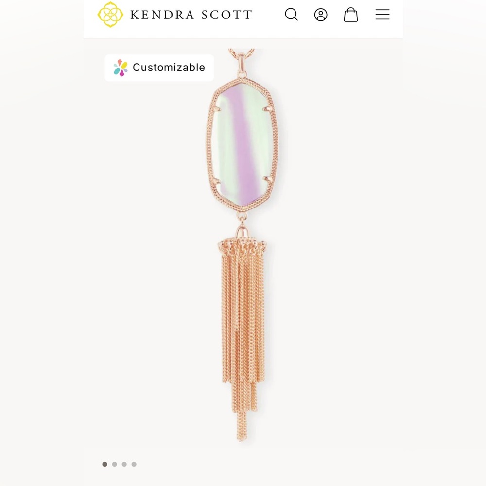 Kendra Scott Rayne Rose Gold and Dichroic glass Tassel Necklace
